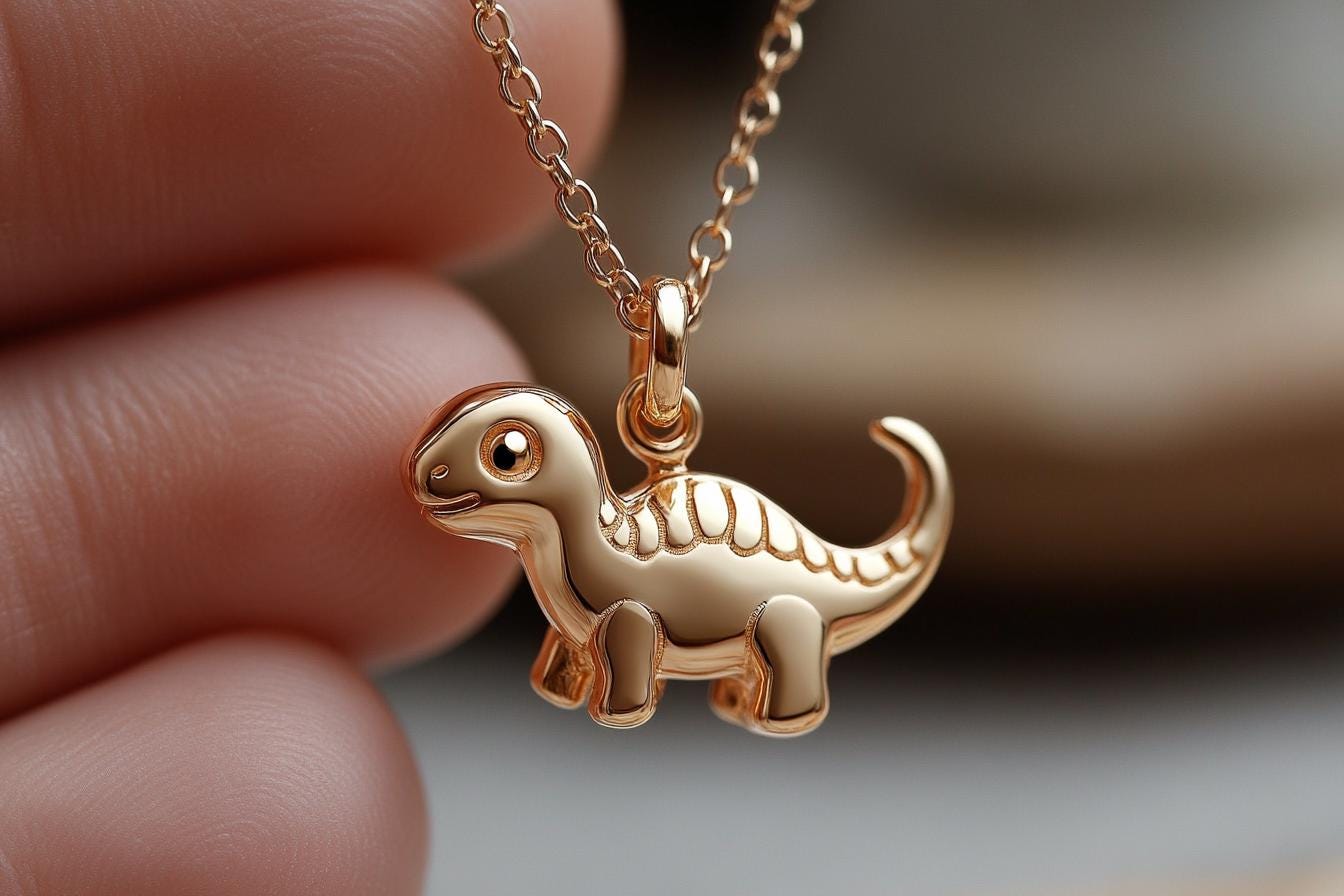 Gold Brontosaurus Charm